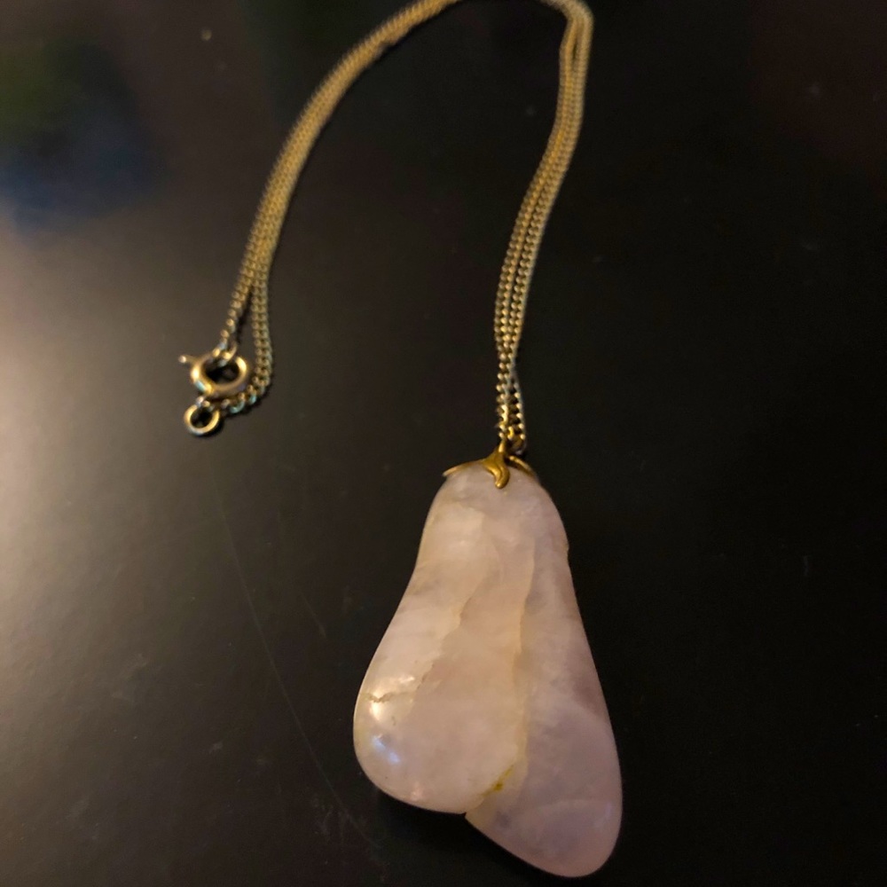 Vintage Rose quarts crystal necklace